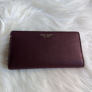 kate spade burgundy leather continental wallet